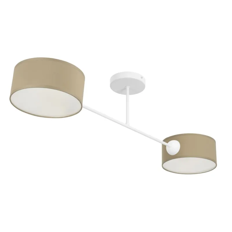 Saisonangebot Deckenlampe Stoff Dunkelbeige Weiß E27 L:80 cm