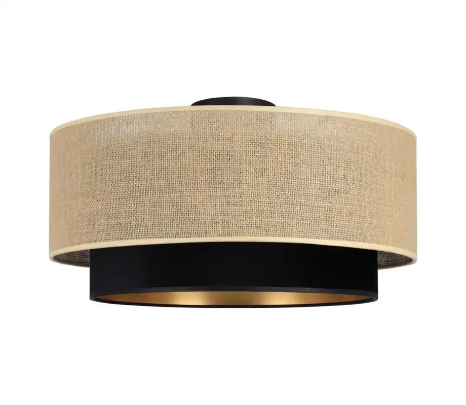 Deckenlampe Stoff Jute Schwarz E27 Ø45 cm blendarm Bestpreis