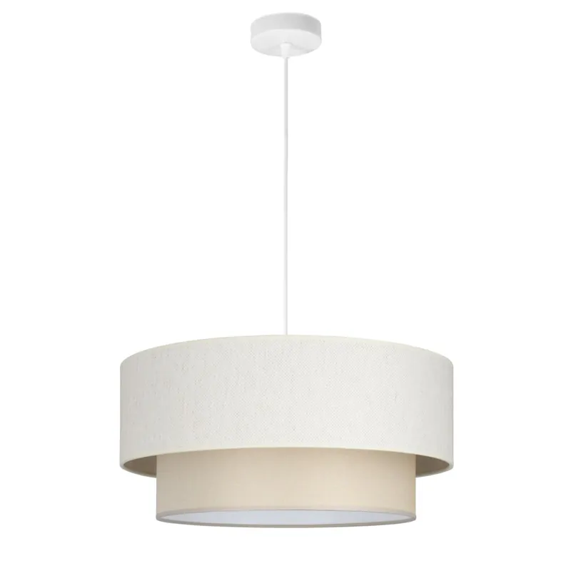 Rabatt Pendelleuchte Stoff Hellbeige Weiß E27 Ø45 cm