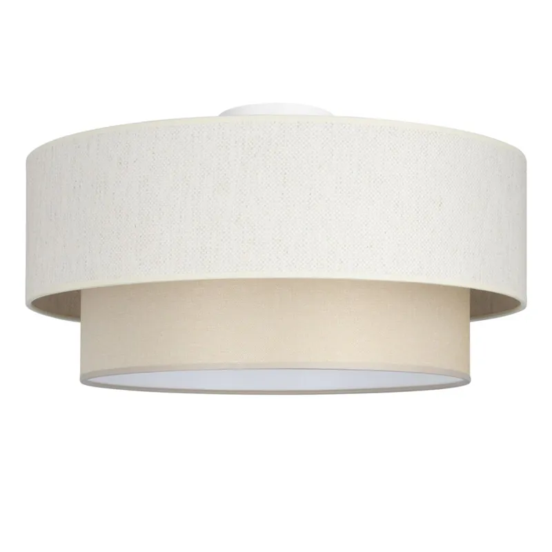 Deckenlampe Stoff Weiß Hellbeige E27 Ø45 cm wohnlich Direktkauf