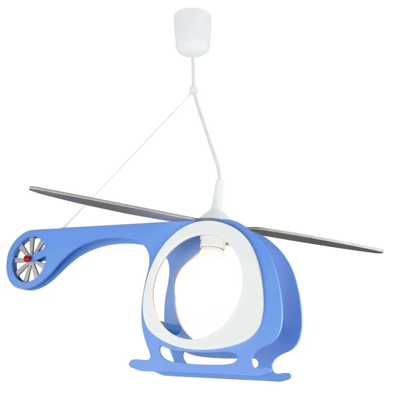 Pendelleuchte Kinderzimmer B: 65 cm Hubschrauber Weiß Blau E27 Mega-Angebot