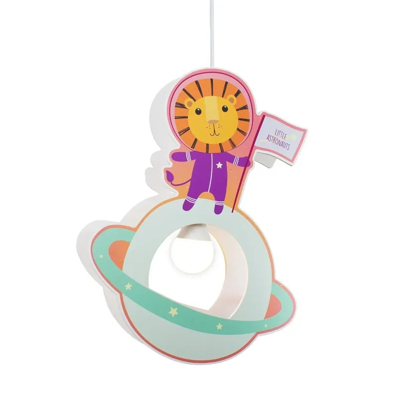Markenware Hängelampe Kinderzimmer B: 32 cm für E27 Astronaut Löwe