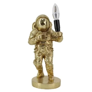 Tischleuchte Statue Astronaut 36,5 cm in Gold E14 Handarbeit Nur Für Kurze Zeit