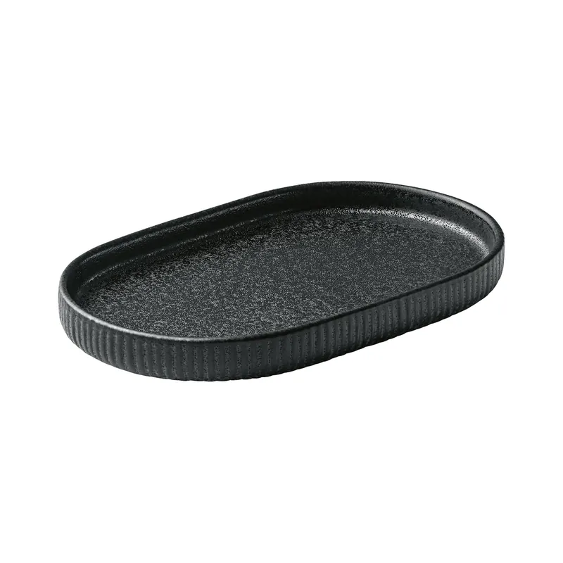 Aktuell Platte oval Relief 180 x 110 mm schwarz Nara schwarz