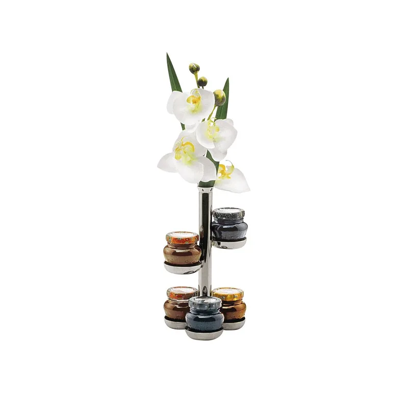 Ständer für Konfitürengläser 5-tlg. mit Vase 200 mm hoch versilbert Profile HW Echt
