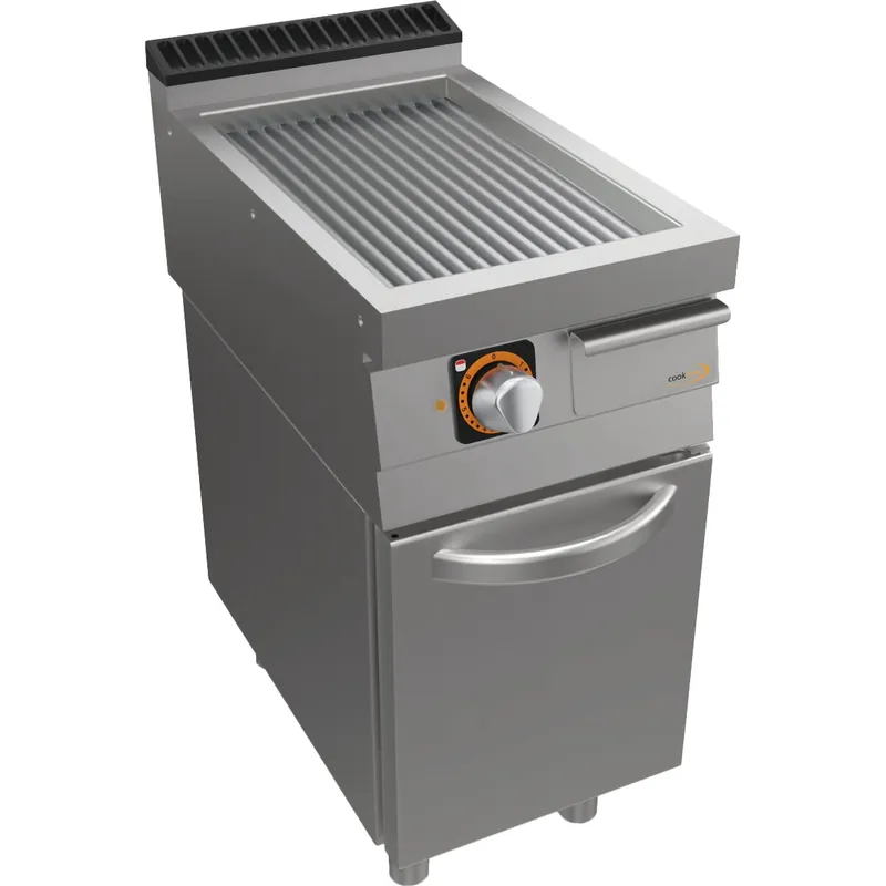 Elektro-Grillplatte gerillt, Unterbau mit Tür Expressversand