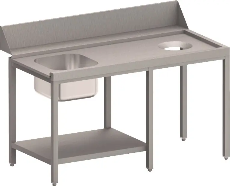 Zulauftisch rechts mit Becken, Ablagebord und Abwurfloch, 1700 mm Super-Preis