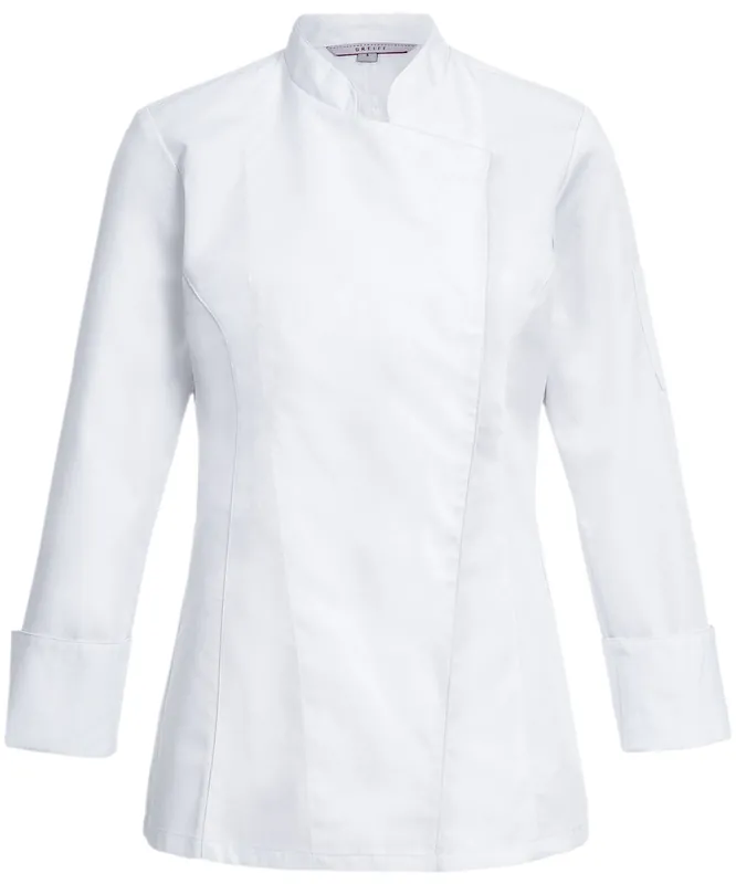 Sofort Bestellen Kochjacke Damen, Druckknöpfe, langarm Größe M