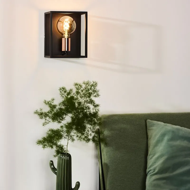 Wandleuchte Arthur in Schwarz und Kupfer E27 Knallerangebot