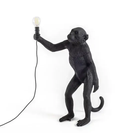 Neuheit Monkey Standing Außen Tischleuchte Schwarz - Seletti