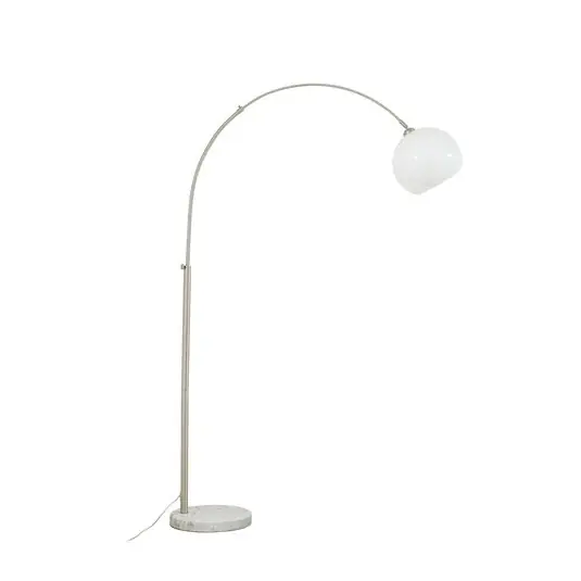 Expressversand Alverton Bogenleuchte, weiß/nickel, 197 cm, Glas - Lindby