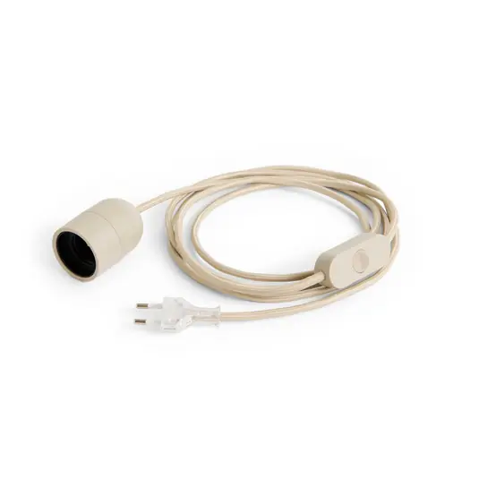 Zertifiziert COMMON E27-Lampenfassung, betongrau, Stecker, 2,4 m - HAY