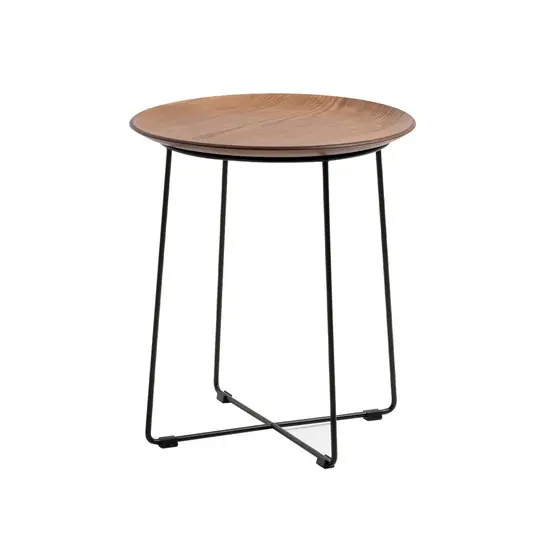 Al Wood Tisch, Esche dunkel/schwarz, 46 cm, Metall - Kartell Zertifiziert