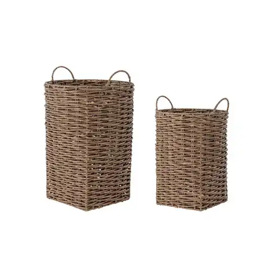 Cestina Korb, braun, 2er-Set, 55cm, Polyrattan - Bloomingville Begrenztes Angebot