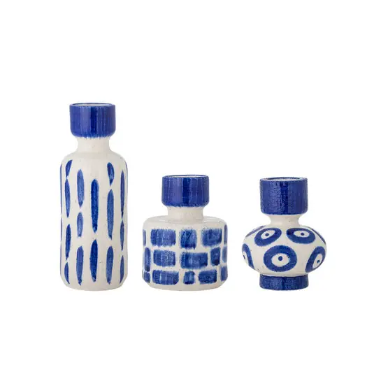 Romane Vase, blau/weiß, 3er-Set, Keramik - Bloomingville Geprüft