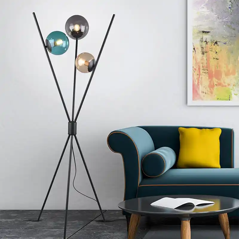 Graue Stehlampe Modern, Larans, mit Schalter Schneller Versand