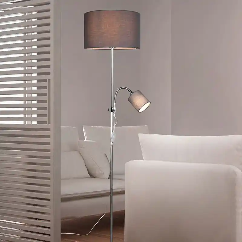 Nickel Leselampe Stehlampe Modern, Edina, mit Schalter Jetzt Kaufen