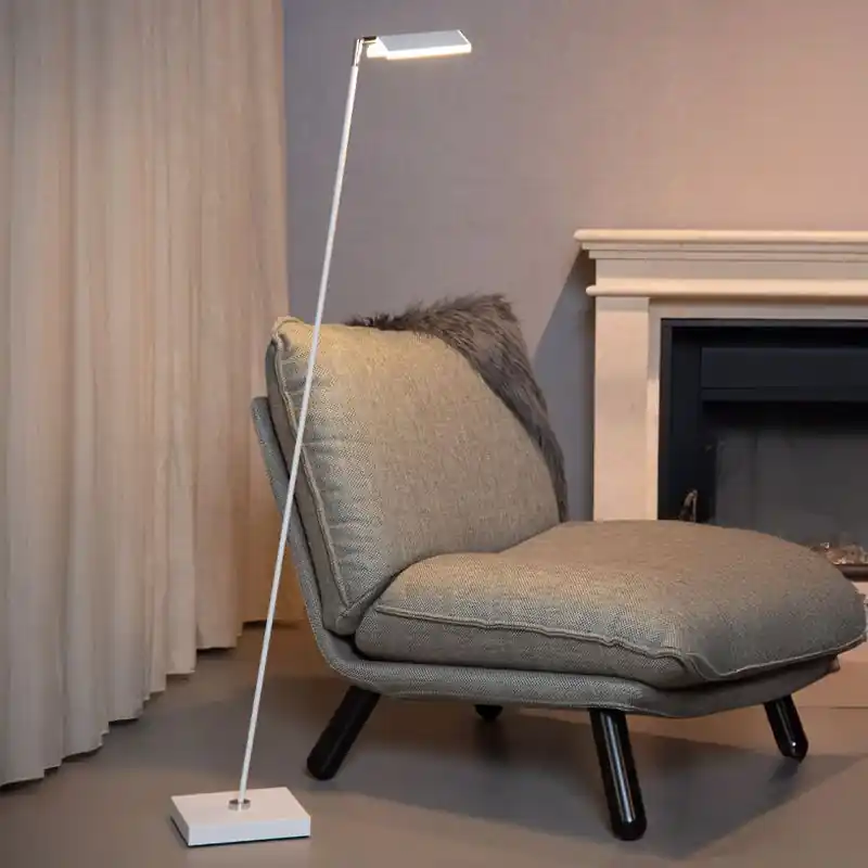 Schneller Versand Weiße Leselampe Stehlampe Modern, Aaron, 12W, 2700K LED, mit Touch-Dimmer