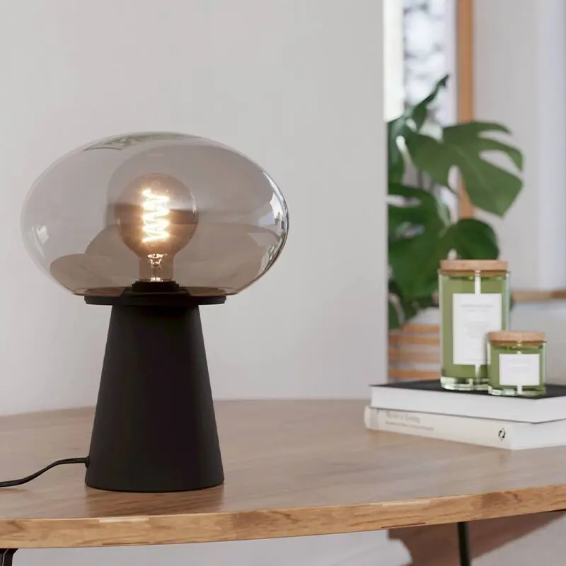 Abverkauf Graue design Tischleuchte Glas, Kirstin, mit Schalter