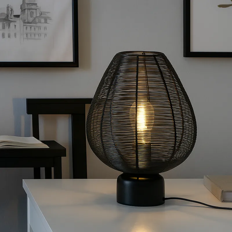 Must-Have Moderne Tischleuchte Schwarz, Lesly, mit Schalter