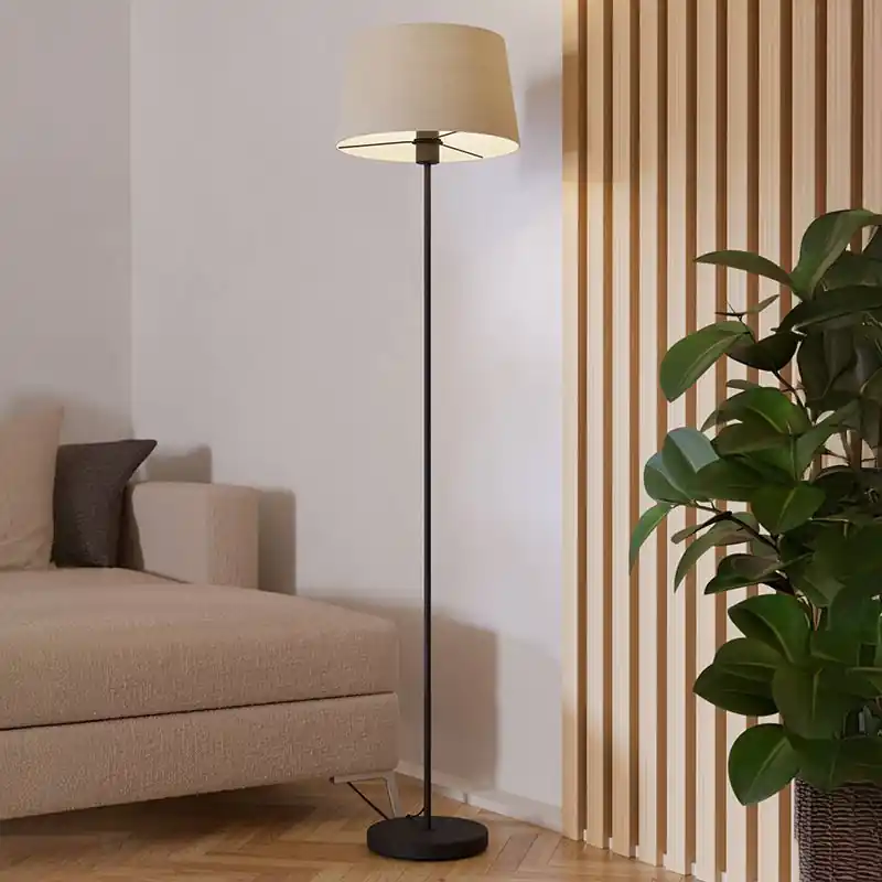 Schwarze moderne Stehlampe Stoff, Siham, mit Schalter Begrenztes Angebot