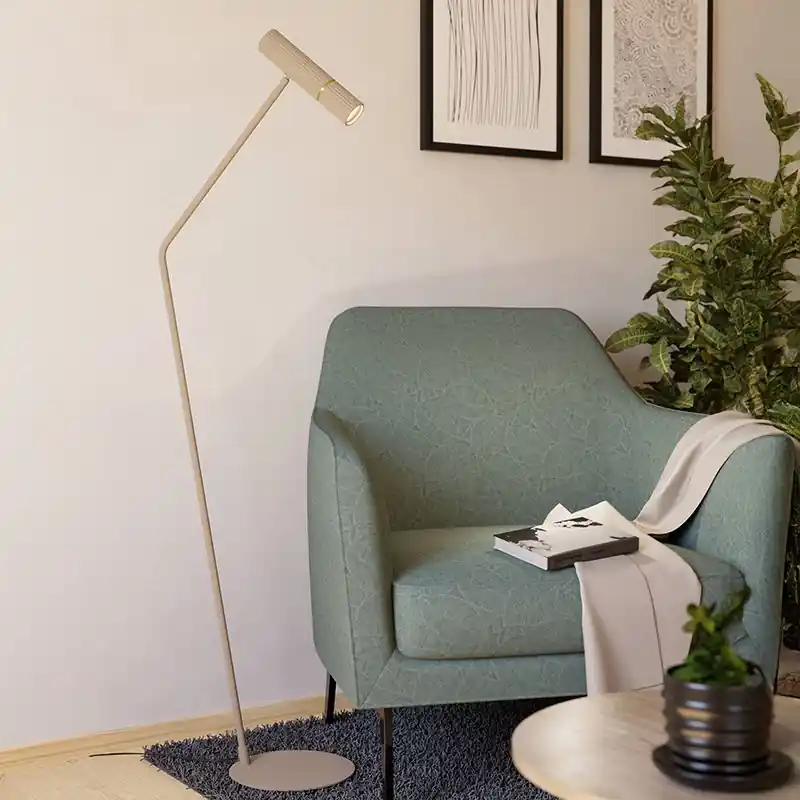 Beige moderne Stehlampe Stahl, Vahid, mit Schalter Neu