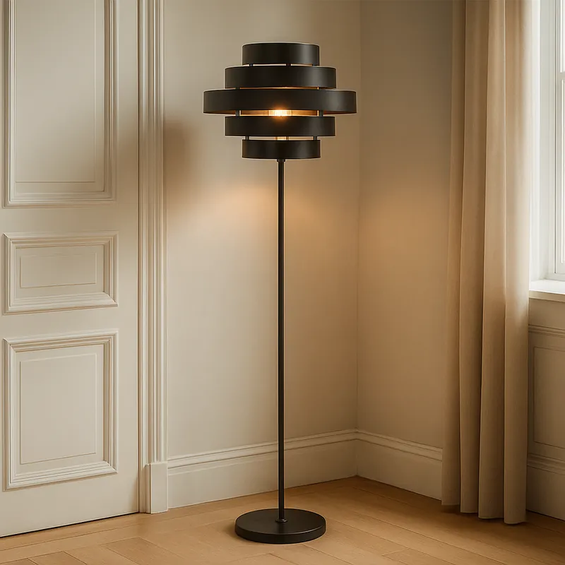 Landhaus Stehlampe Schwarz, Jana, mit Schalter Günstig