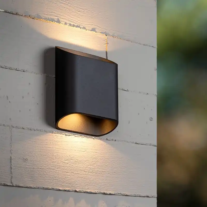 Direktkauf Schwarze Up down Wandleuchte Modern, Atila, 5W, 2700K LED, IP65
