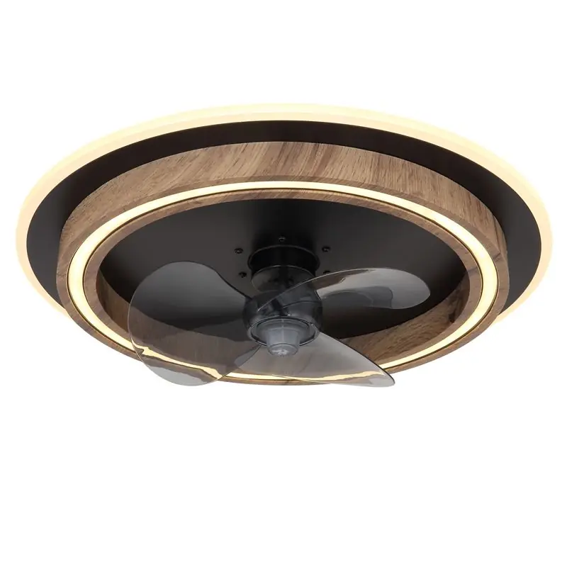 Garantierte Lieferung Braune moderne Deckenventilator Kunststoff, Lamine, 32W, warm- bis kaltweiß einstellbare LED, mit Fernbedienung