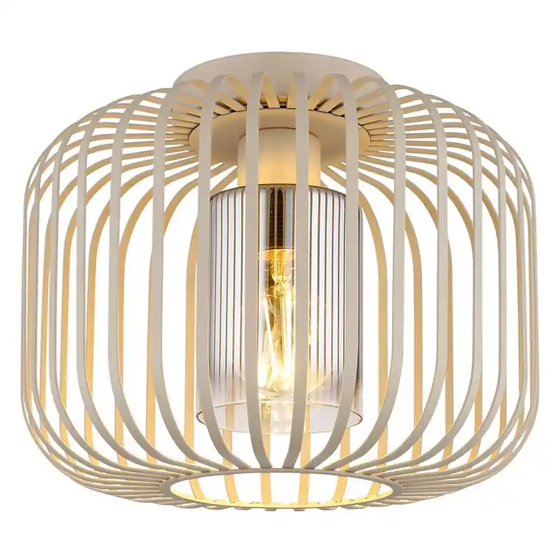 Beige industrielle Deckenleuchte Metall, Jolanda Rabatt