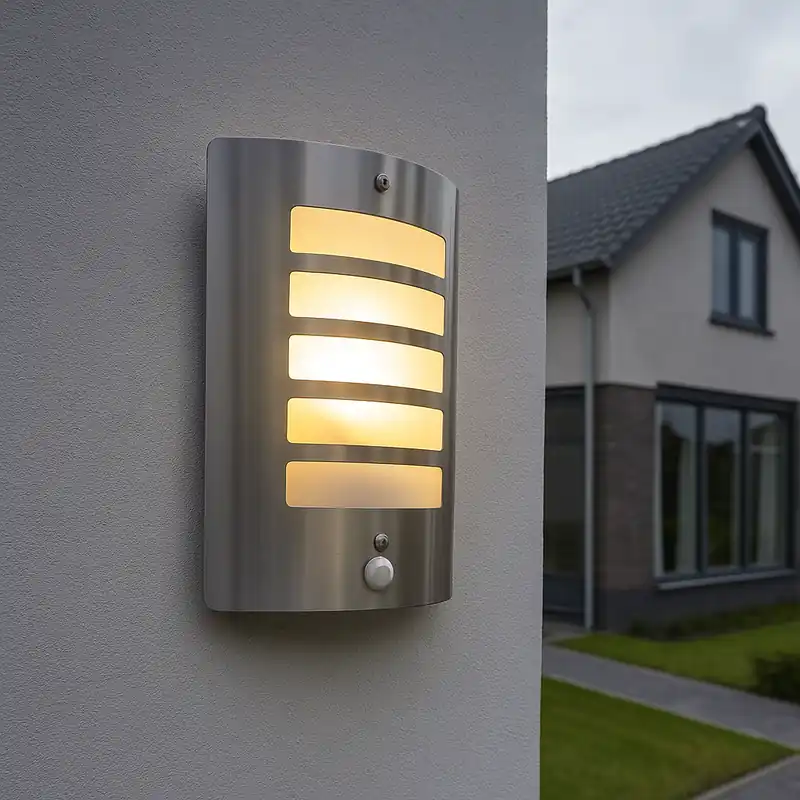 Moderne Außen Wandleuchte mit Bewegungsmelder Silber, Manuel, IP44 Sonderangebot