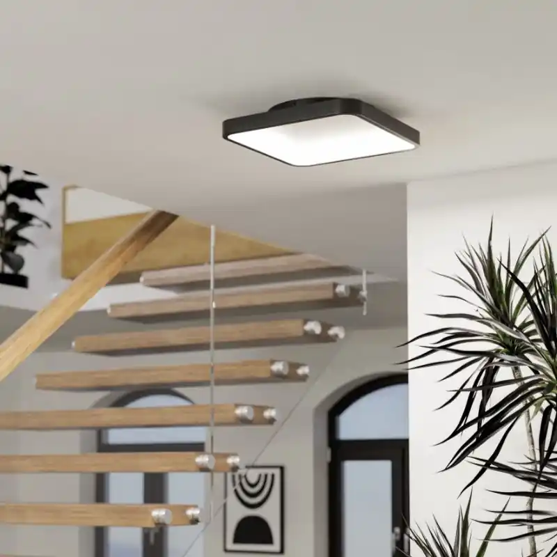 Sichere Zahlung Schwarze moderne Smart Deckenleuchte Stahl, Shauni, 20W, RGBW LED, mit Fernbedienung