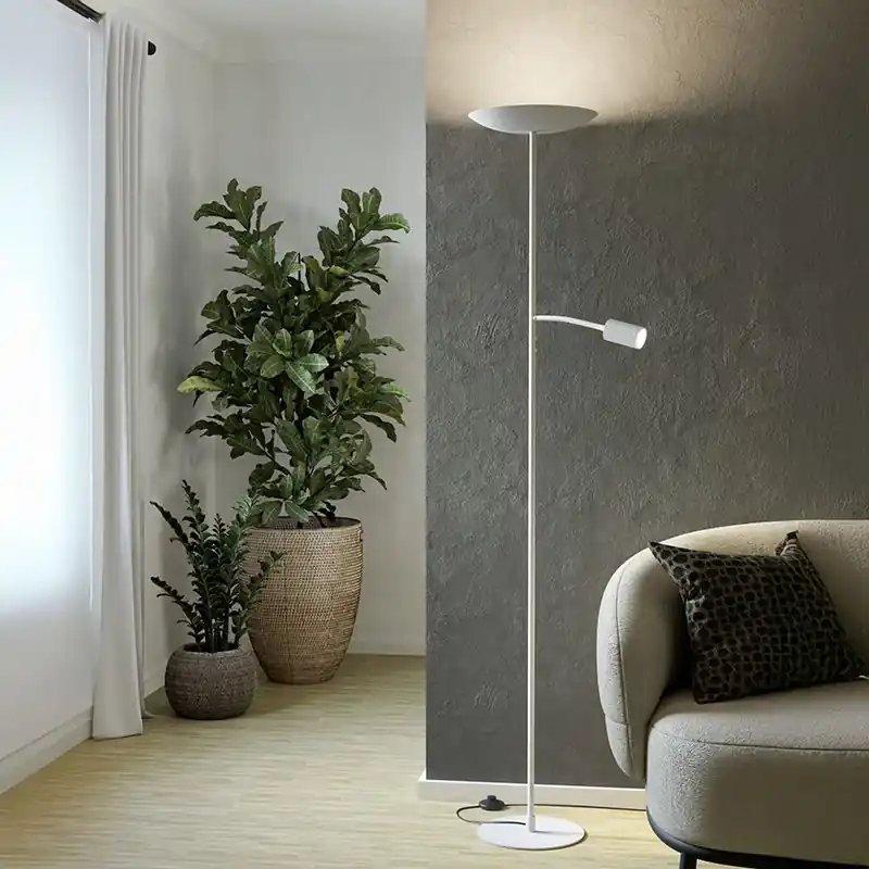Mega-Angebot Weiße moderne Stehlampe Stahl, Crijn, 26,5W, 2700K LED, mit Touch-Dimmer