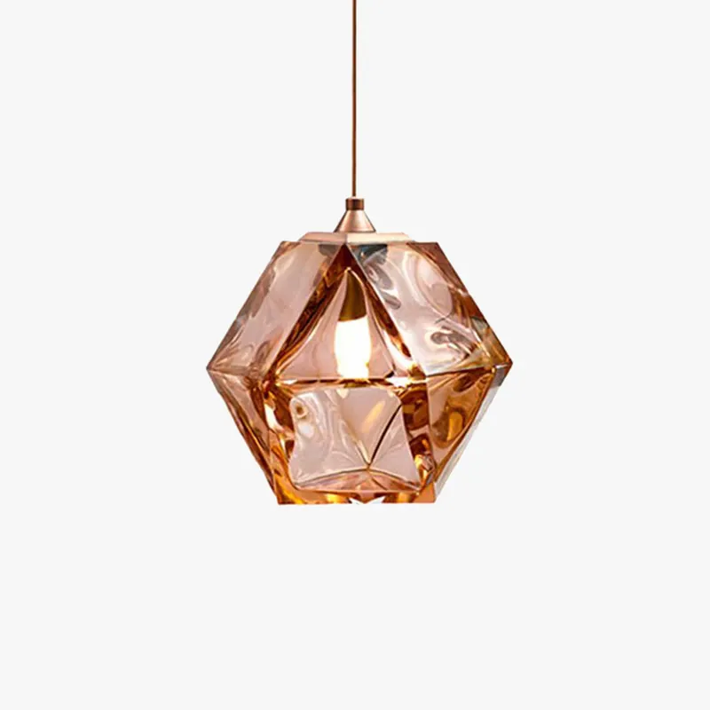 Must-Have Valentina Modern Glas Pendelleuchte mit mehreren Polygonen, Weiß/Rauchgrau/Rosagold