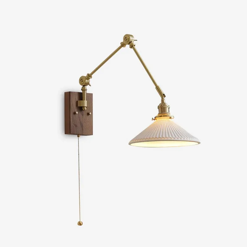 Solange Der Vorrat Reicht Wandleuchte Verstellbar Arm Gefeilt Schirm Walnuss Basis Vintage Task