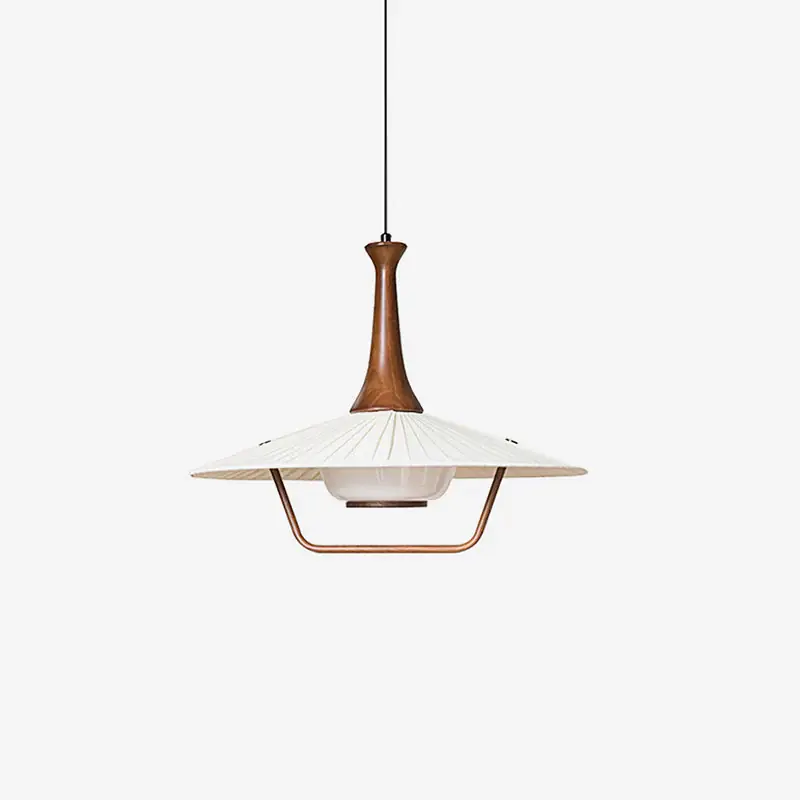 Vionne Mid-Century Pendelleuchte aus Holz und Weiß Neu Im Sortiment