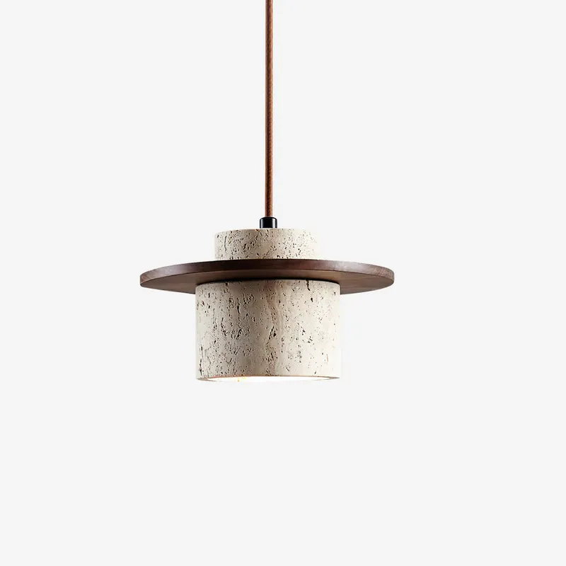 Super-Preis Disc Pendelleuchte Travertin Zylinder Holz Handwerklich