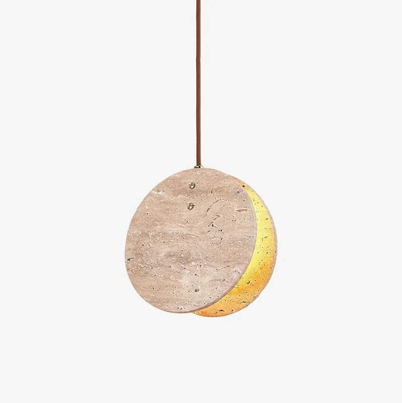 Begrenztes Angebot Lunarae Halbmond Travertin-Pendelleuchte