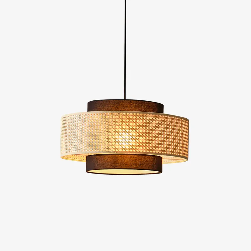 Zerither Rattan Stoff Anhänger Licht ∅ 15.7″ x H 8.7″ / Dia 40cm x H 22cm Nur Für Kurze Zeit