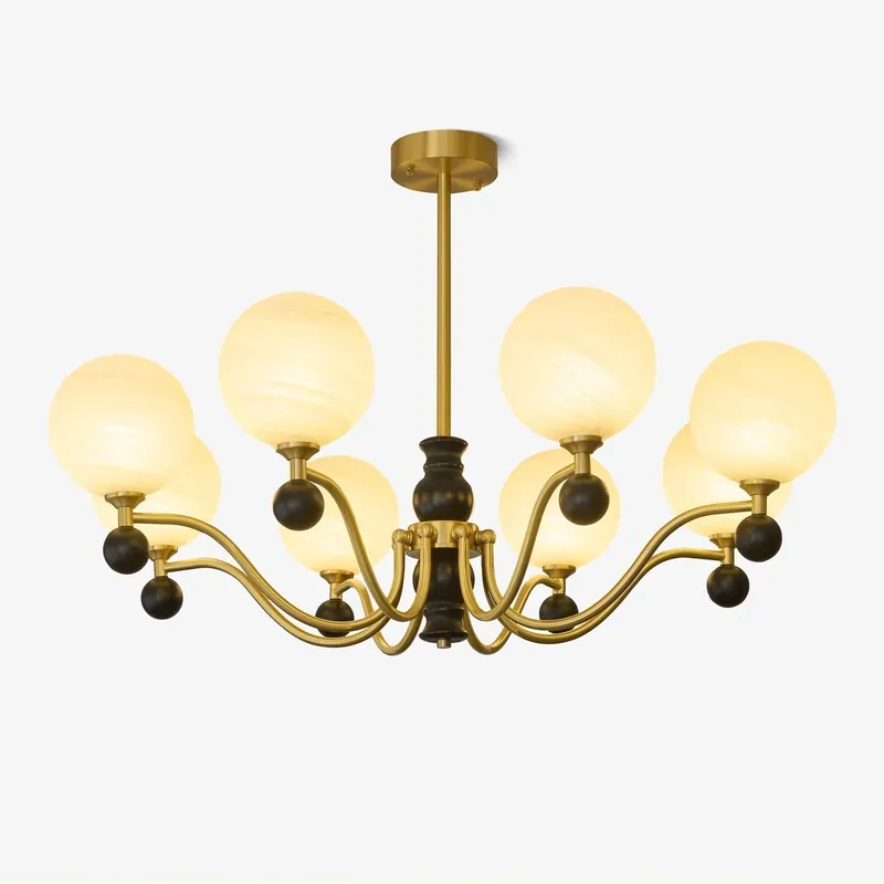 Ershaan Eleganter Vintage-Kronleuchter aus Messing und Holz 3-Lichter ∅ 26.4″ x H 15.7″ Meistverkauft