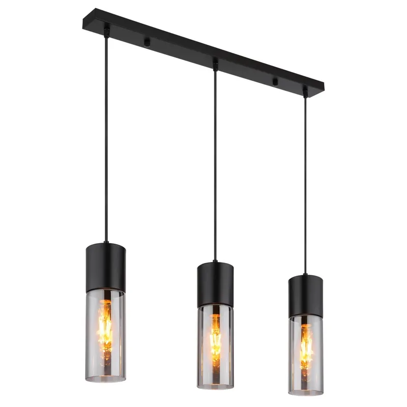 Rabatt Elegante Hängeleuchte mit rauchigem Glas Annika