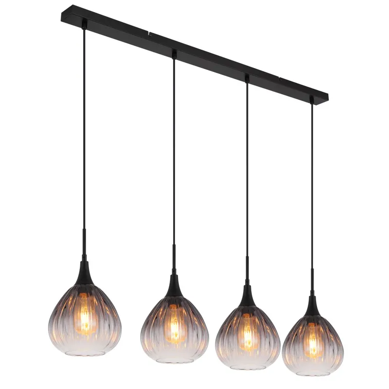Neuheit Moderne Pendelleuchte mit Rauchglas und Rillen Olsen