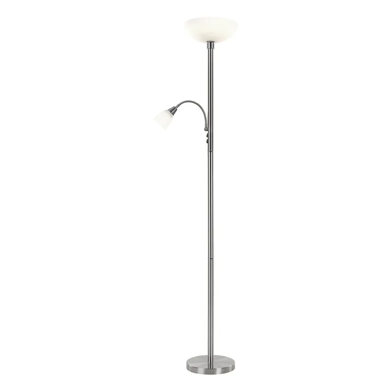 2-schirmige Nickel Stehlampe Metall/Satinglas Globo Blade Geprüft