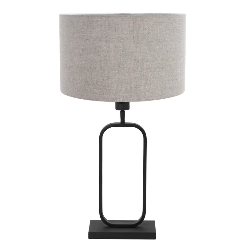 Tischlampe mit grauem Leinen auf schwarzem Fuß Steinhauer Stang Solange Der Vorrat Reicht