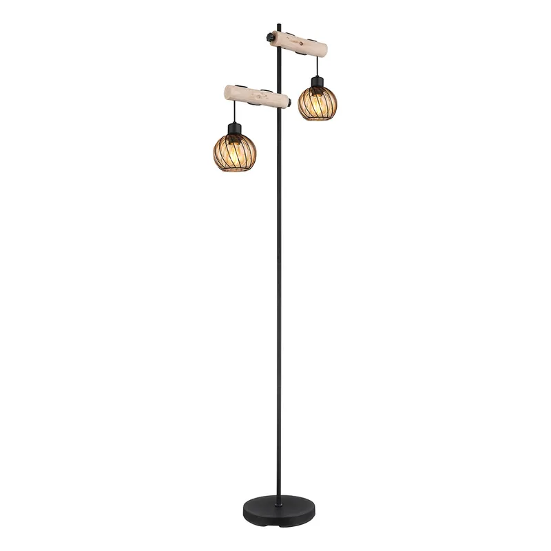 Rustikale schwarze Metall Stehlampe Globo Paulo Echt