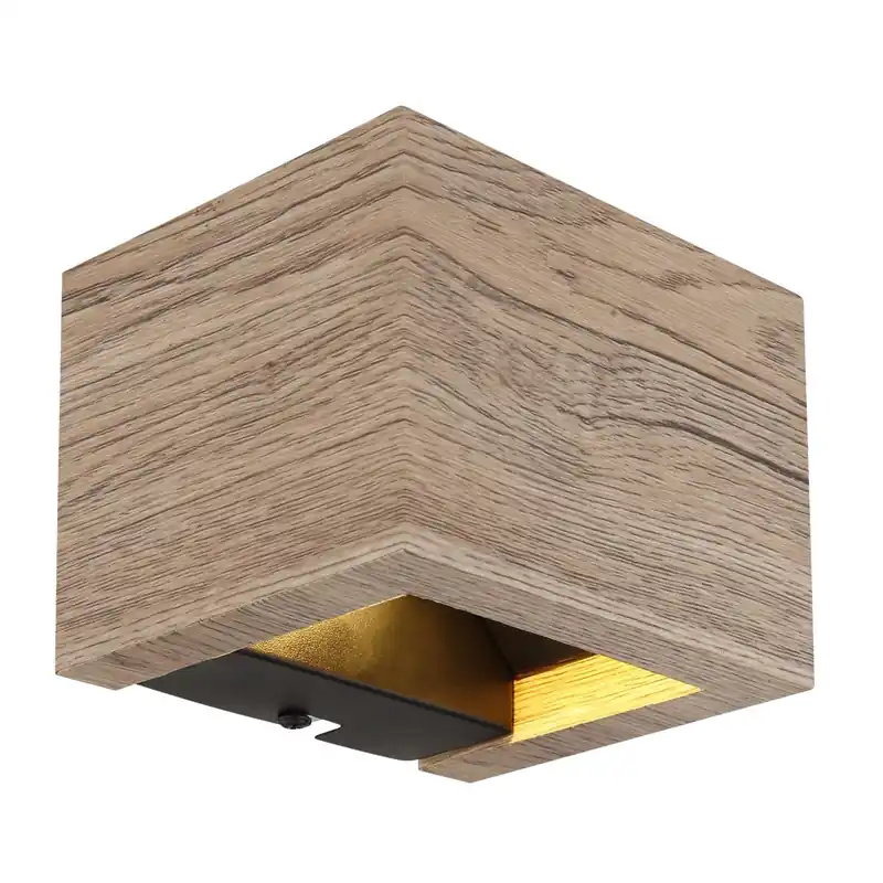 Moderne quadratische Wandleuchte mit Holzoptik Alina Sonderaktion