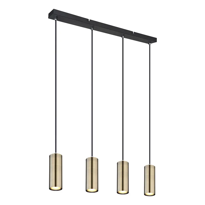 Schwarze Hängelampe 4-Spots goldfarben Globo Robby Highlight