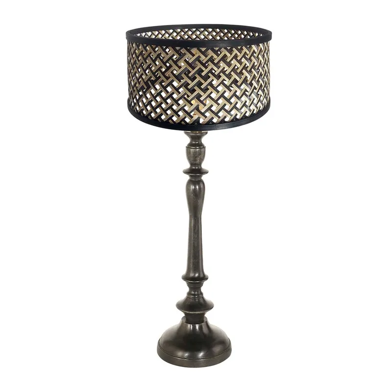 Sichere Zahlung Hohe glänzende Tischlampe mit Rattanschirm Anne Light & Home Bois