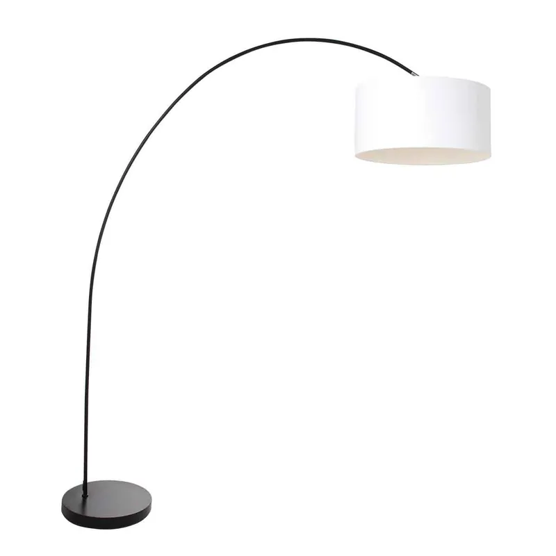 Markenprodukt Moderne schwarze Bogenlampe mit weißem Schirm Mexlite Solva