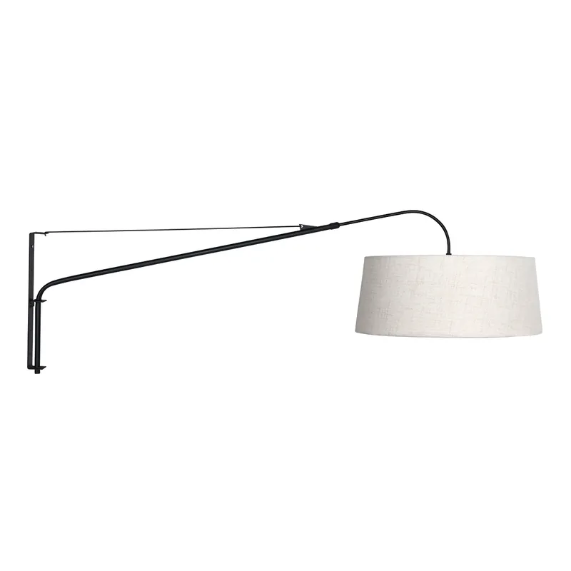 Schwarze Wandleuchte mit ausziehbarem Arm und cremefarbenem Schirm Steinhauer Elegant Classy Markenprodukt